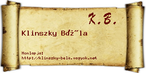 Klinszky Béla névjegykártya